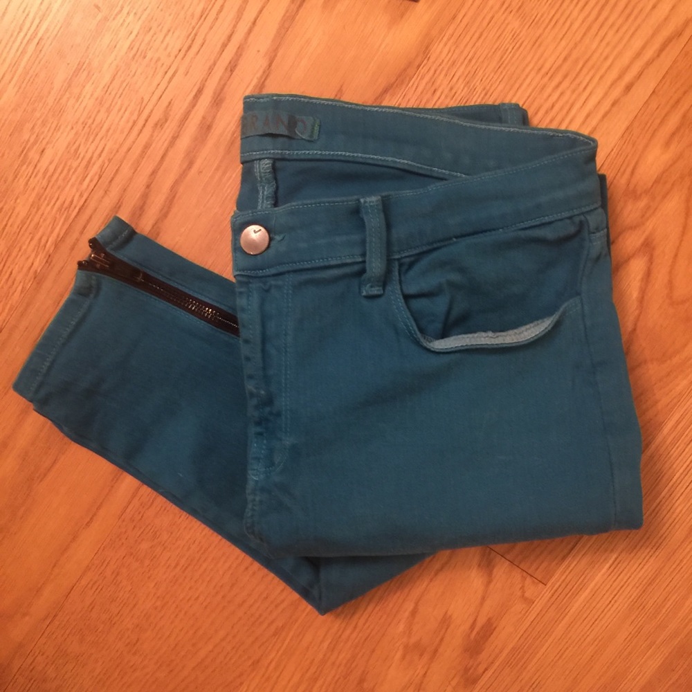 J Brand Ankle Zip Turquoise Jean